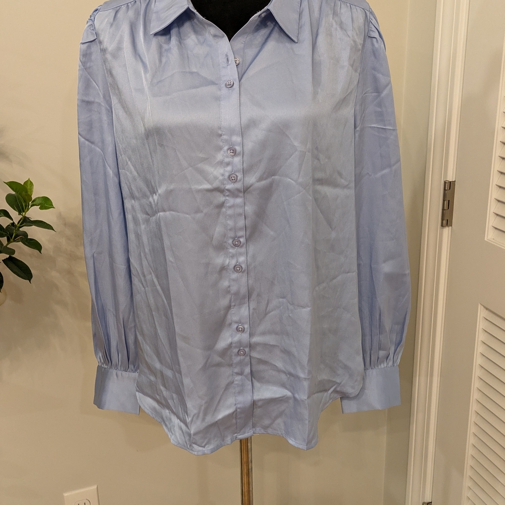 Ann Taylor Light Blue Blouse Women's Size L